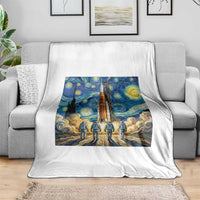 Lunar Mission Astronaut Starry Night Throw Blanket Space Lover Gift