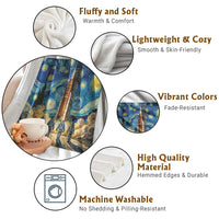 Lunar Mission Astronaut Starry Night Throw Blanket Space Lover Gift