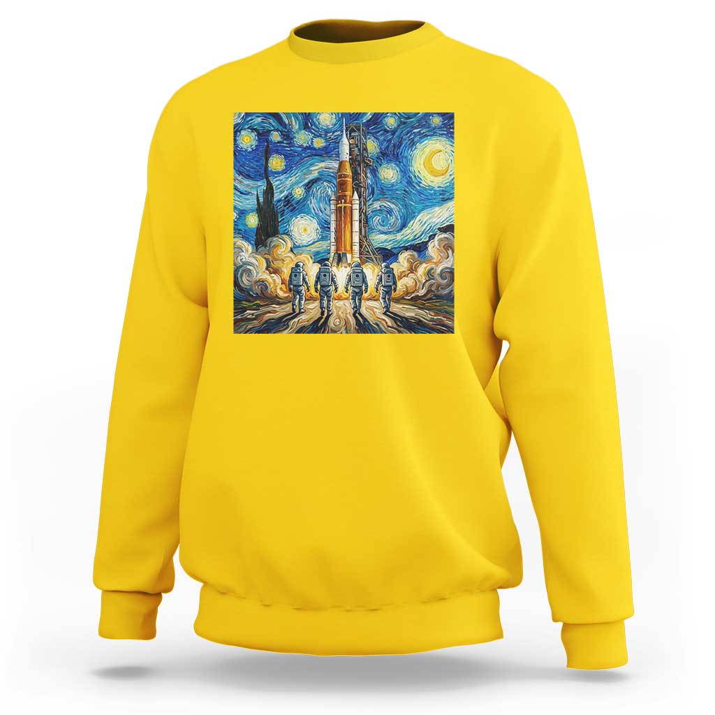 Lunar Mission Astronaut Starry Night Sweatshirt Space Lover Gift