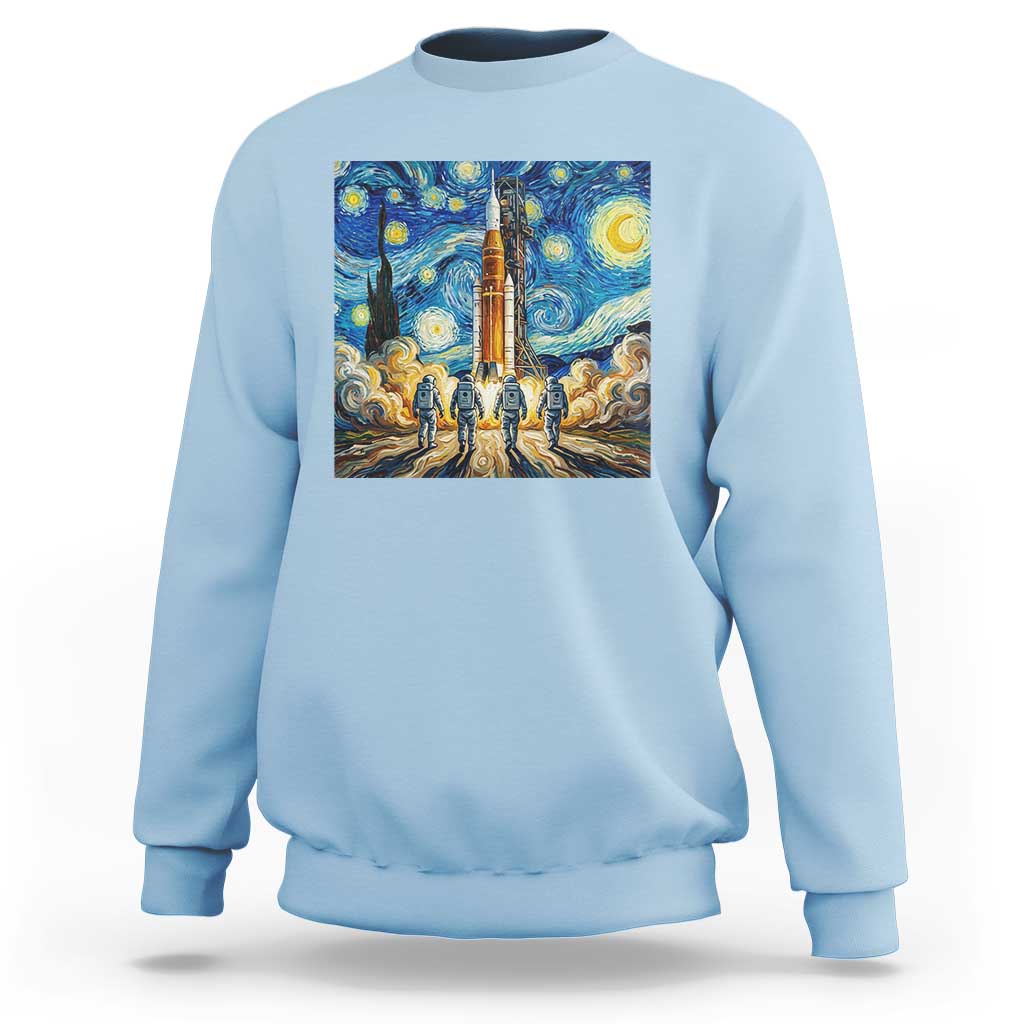 Lunar Mission Astronaut Starry Night Sweatshirt Space Lover Gift
