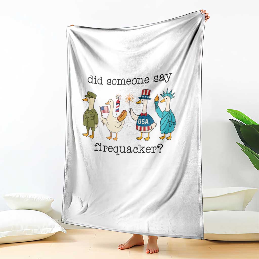 Funny Duck 4th Of July Throw Blanket Did Someone Say Firequacker