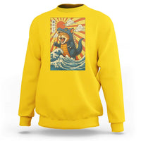 Catzilla Sweatshirt Kawaii Cat Monster Japanese Sun Wave Art - Wonder Print Shop