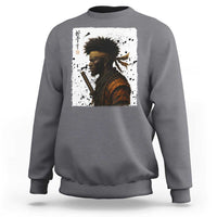 Afro American Samurai Sweatshirt Japanese Vintage Graphic Sumie Katana - Wonder Print Shop