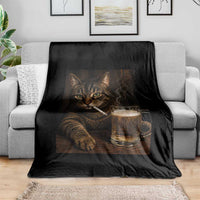 Funny Smoking Cat Throw Blanket Cigarette Kitty Beer Lover