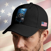Funny Scuba Diving Cat Selfie With Hammerhead Shark Baseball Cap
