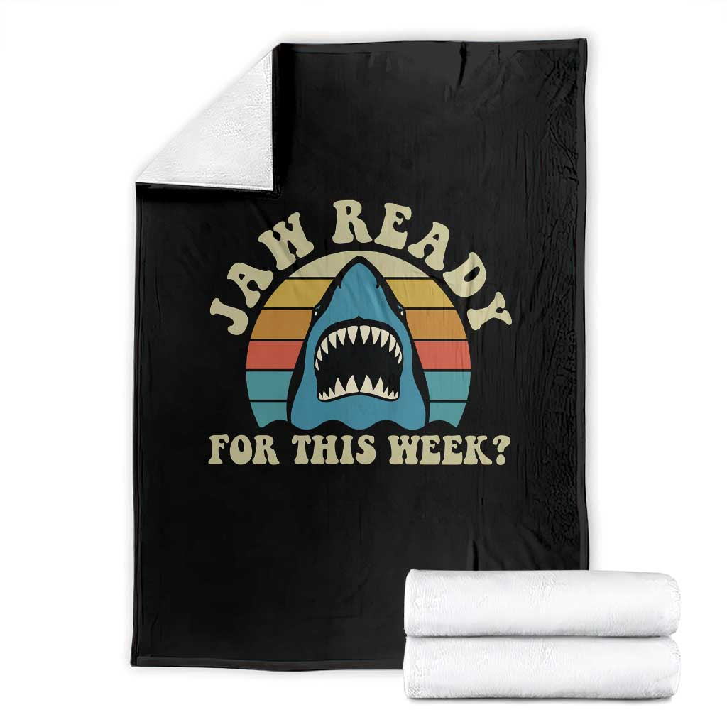 Jaw Ready For This Throw Blanket Vintage Shark Lover Ocean Wildlife