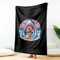 Shark Skeleton Surfer Throw Blanket Hawaiian Beach Vacation Gift