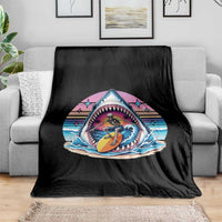Shark Skeleton Surfer Throw Blanket Hawaiian Beach Vacation Gift
