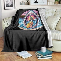 Shark Skeleton Surfer Throw Blanket Hawaiian Beach Vacation Gift