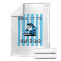 Ready To Attack 3rd Grade Throw Blanket Funny Shark Driving Car Back To School