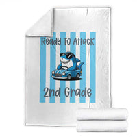 Ready To Attack 2nd Grade Throw Blanket Funny Shark Driving Car Back To School