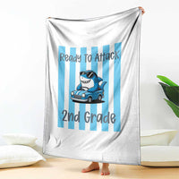 Ready To Attack 2nd Grade Throw Blanket Funny Shark Driving Car Back To School