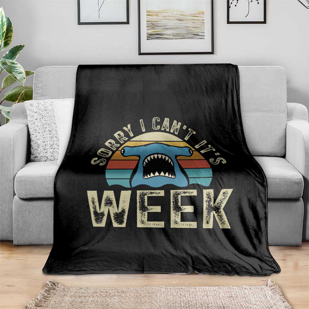 Vintage Hammerhead Shark Lover Throw Blanket Sorry I Cant Its Week