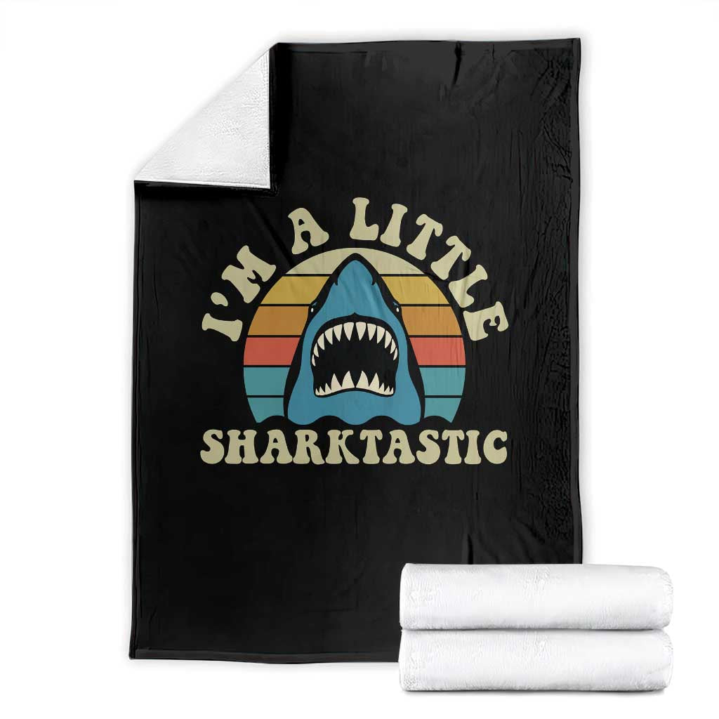Im A Little Sharktastic Throw Blanket Vintage Shark Lover Week Gift