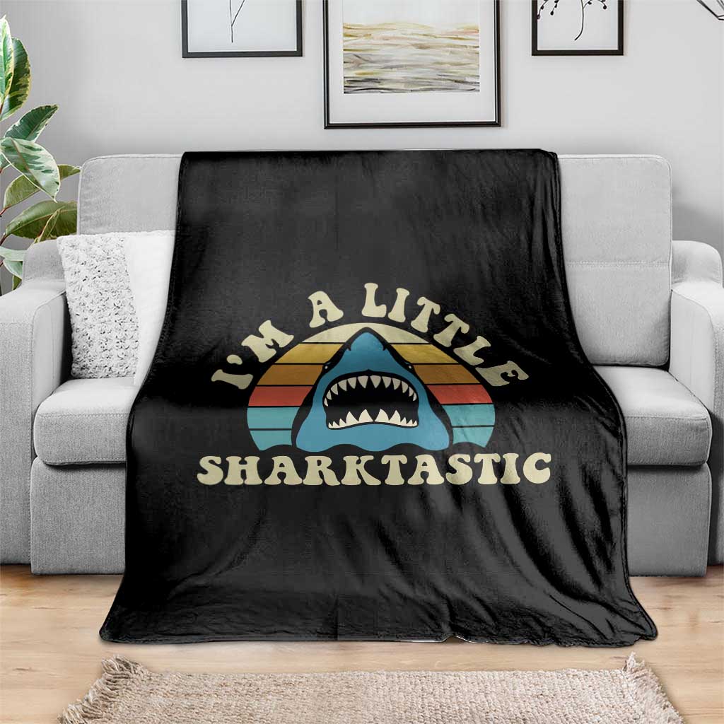 Im A Little Sharktastic Throw Blanket Vintage Shark Lover Week Gift