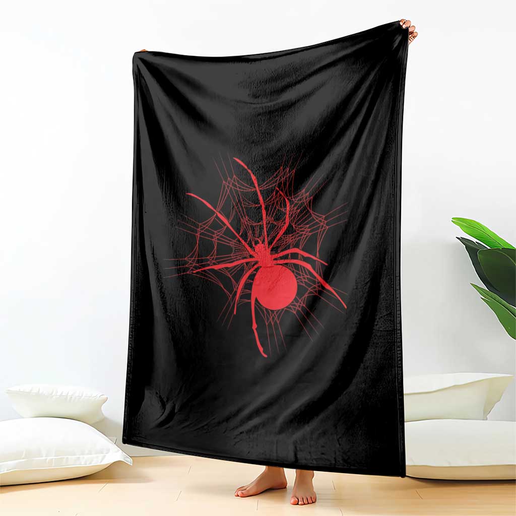 Red Black Widow Spider Throw Blanket Gothic Spider Web Vintage Horror Gift