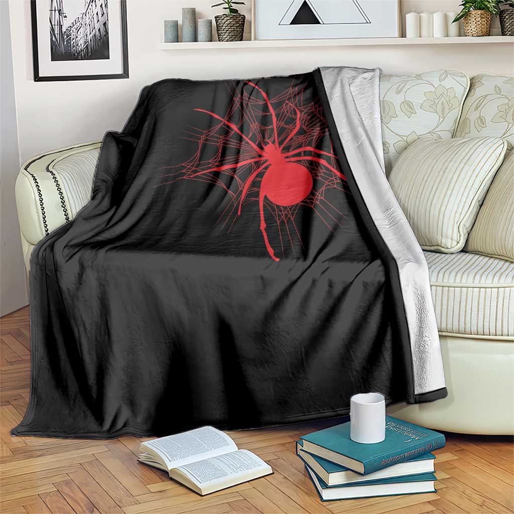 Red Black Widow Spider Throw Blanket Gothic Spider Web Vintage Horror Gift