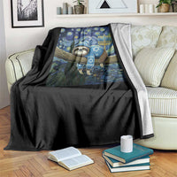 Funny Hanukkah Sloth Throw Blanket Van Gogh Starry Night Jewish Gift - Wonder Print Shop