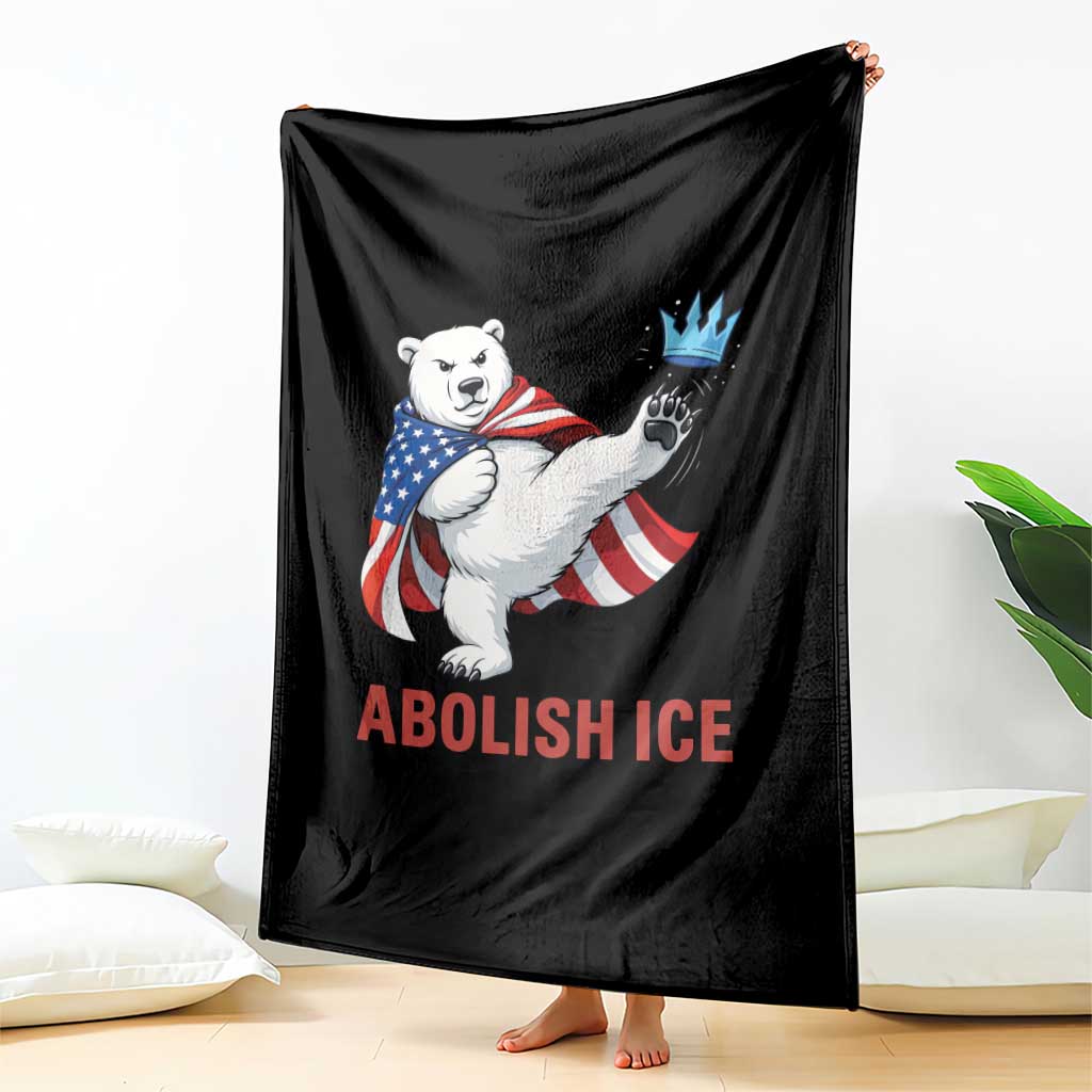 Abolish Ice Throw Blanket Funny Polar Bear Kicking Crown