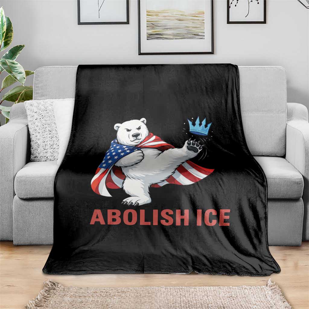 Abolish Ice Throw Blanket Funny Polar Bear Kicking Crown
