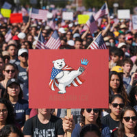 Abolish Ice Protest Sign Funny Polar Bear Kicking Crown
