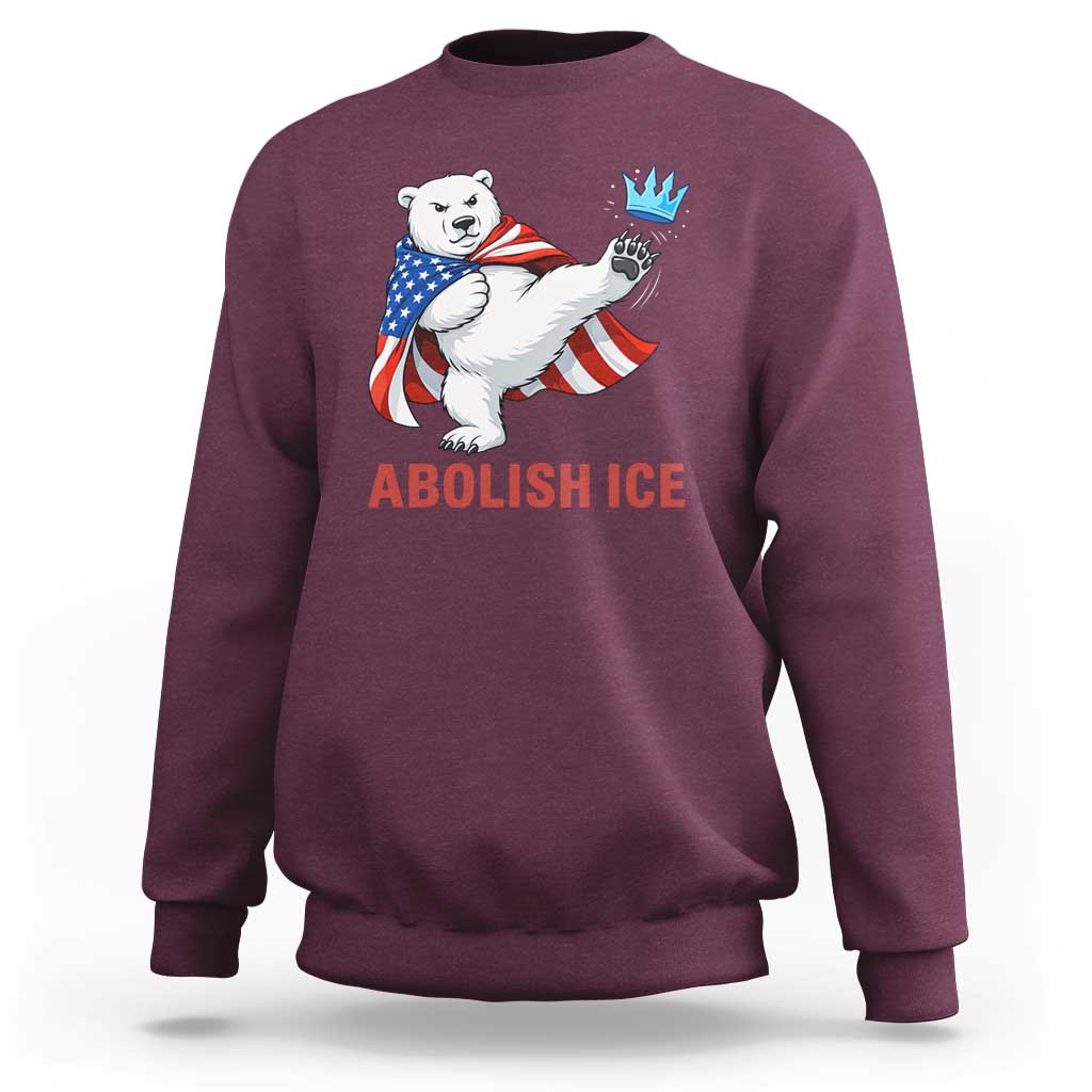 Abolish Ice Sweatshirt Funny Polar Bear Kicking Crown