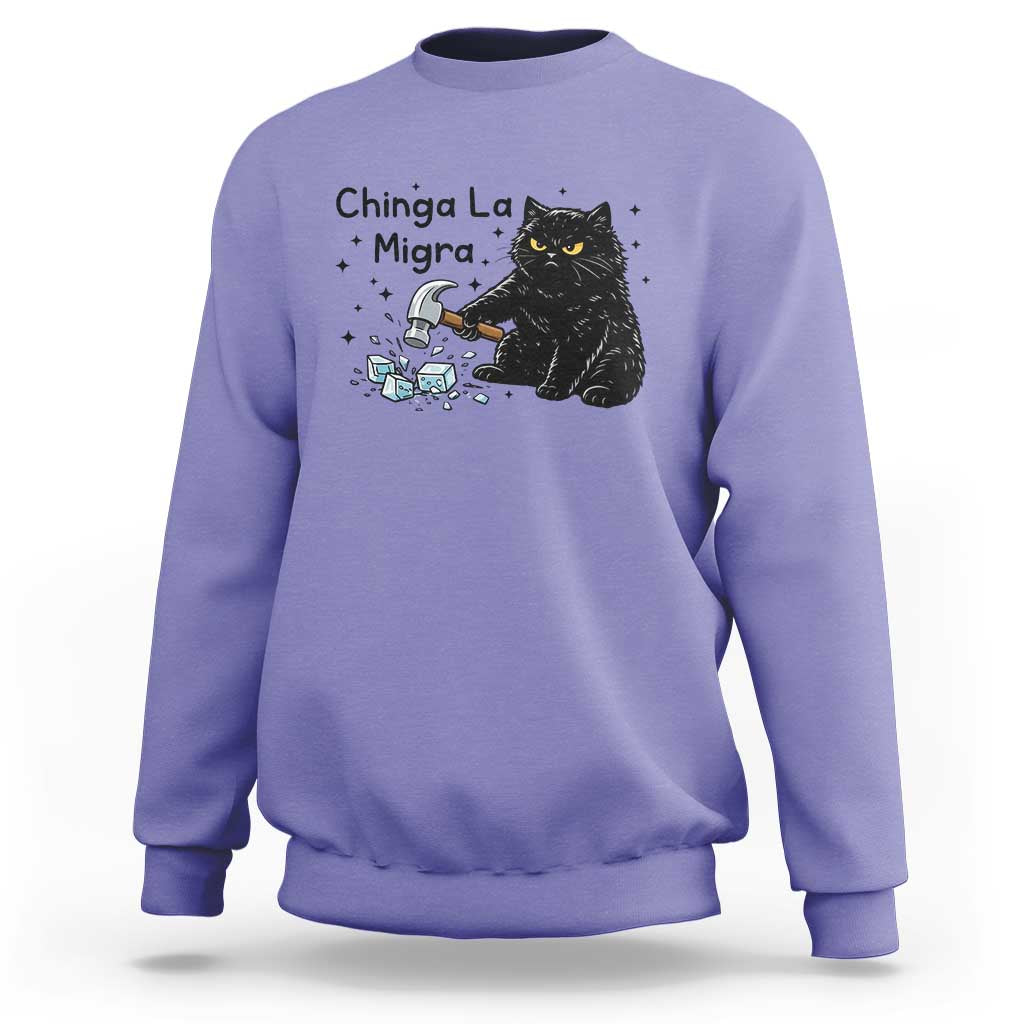 Chinga La Migra Sweatshirt Funny Cat Immigration Support