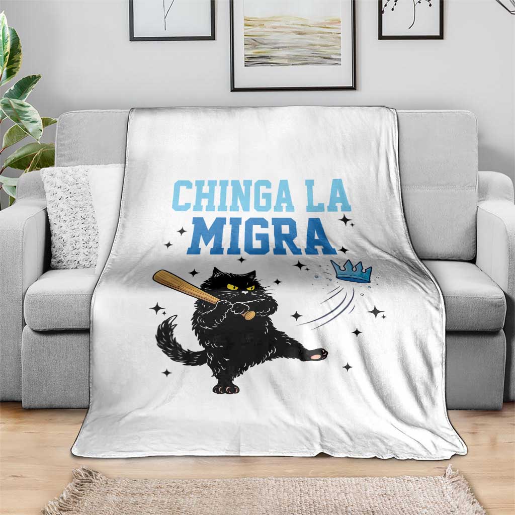 Chinga La Migra Throw Blanket Funny Protest Cat Minneapolis Support Gift