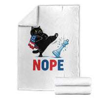 Funny Black Cat Kicks The Icy Chess Piece Nope Throw Blanket
