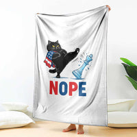 Funny Black Cat Kicks The Icy Chess Piece Nope Throw Blanket