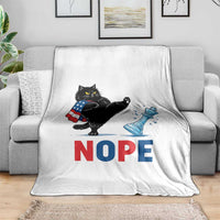 Funny Black Cat Kicks The Icy Chess Piece Nope Throw Blanket