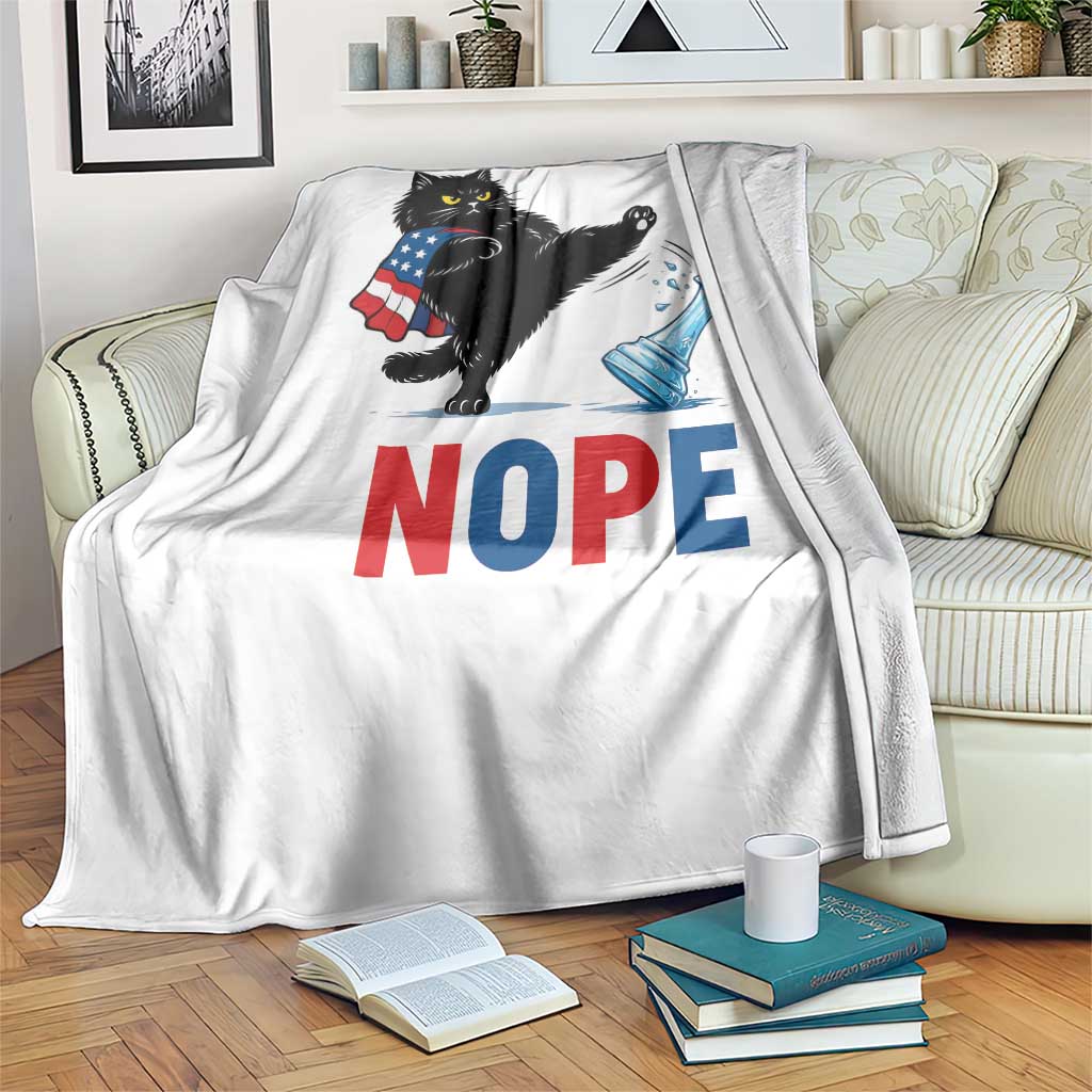 Funny Black Cat Kicks The Icy Chess Piece Nope Throw Blanket