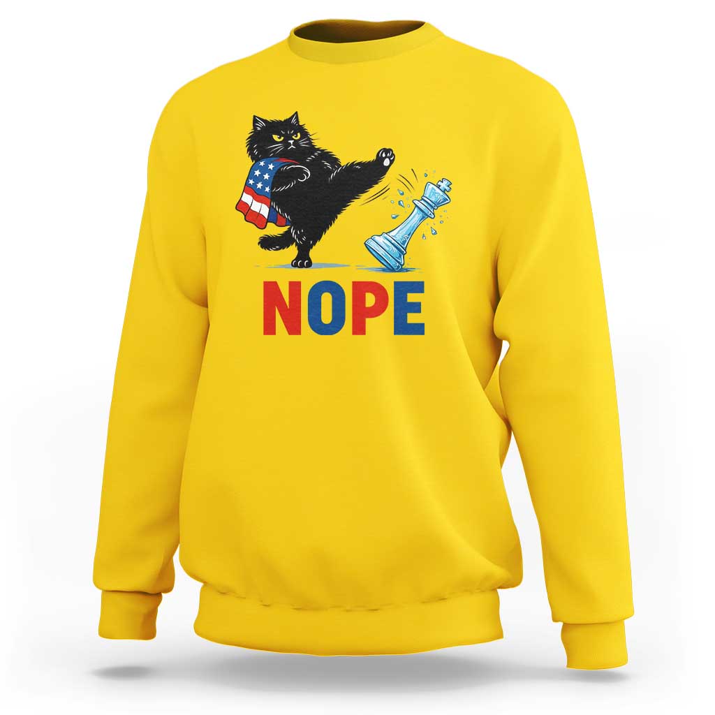 Funny Black Cat Kicks The Icy Chess Piece Nope Sweatshirt