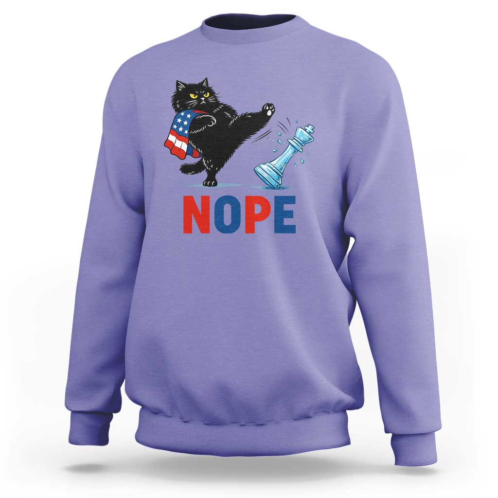 Funny Black Cat Kicks The Icy Chess Piece Nope Sweatshirt