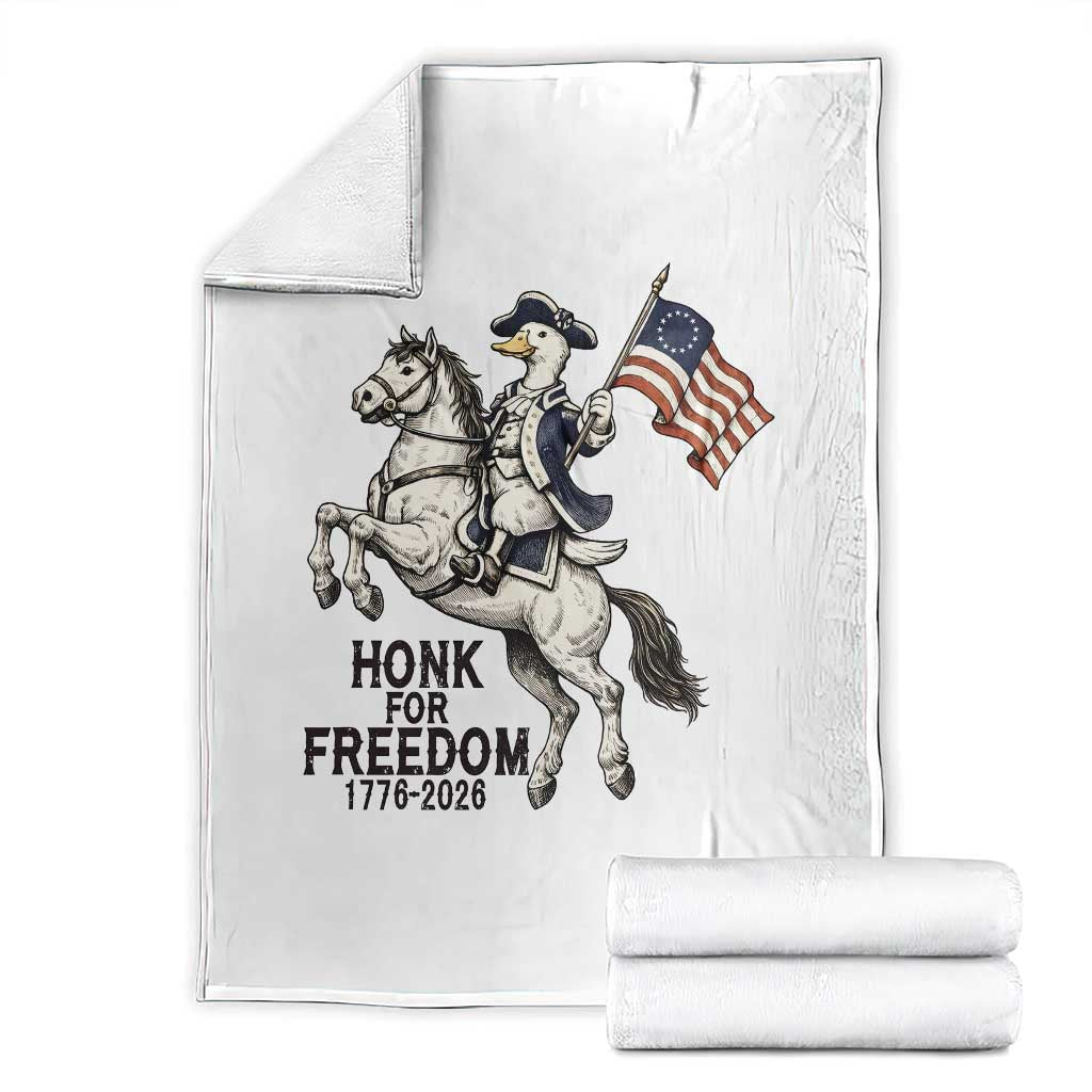 Funny Patriotic Goose Cowboy Throw Blanket Honk For Freedom