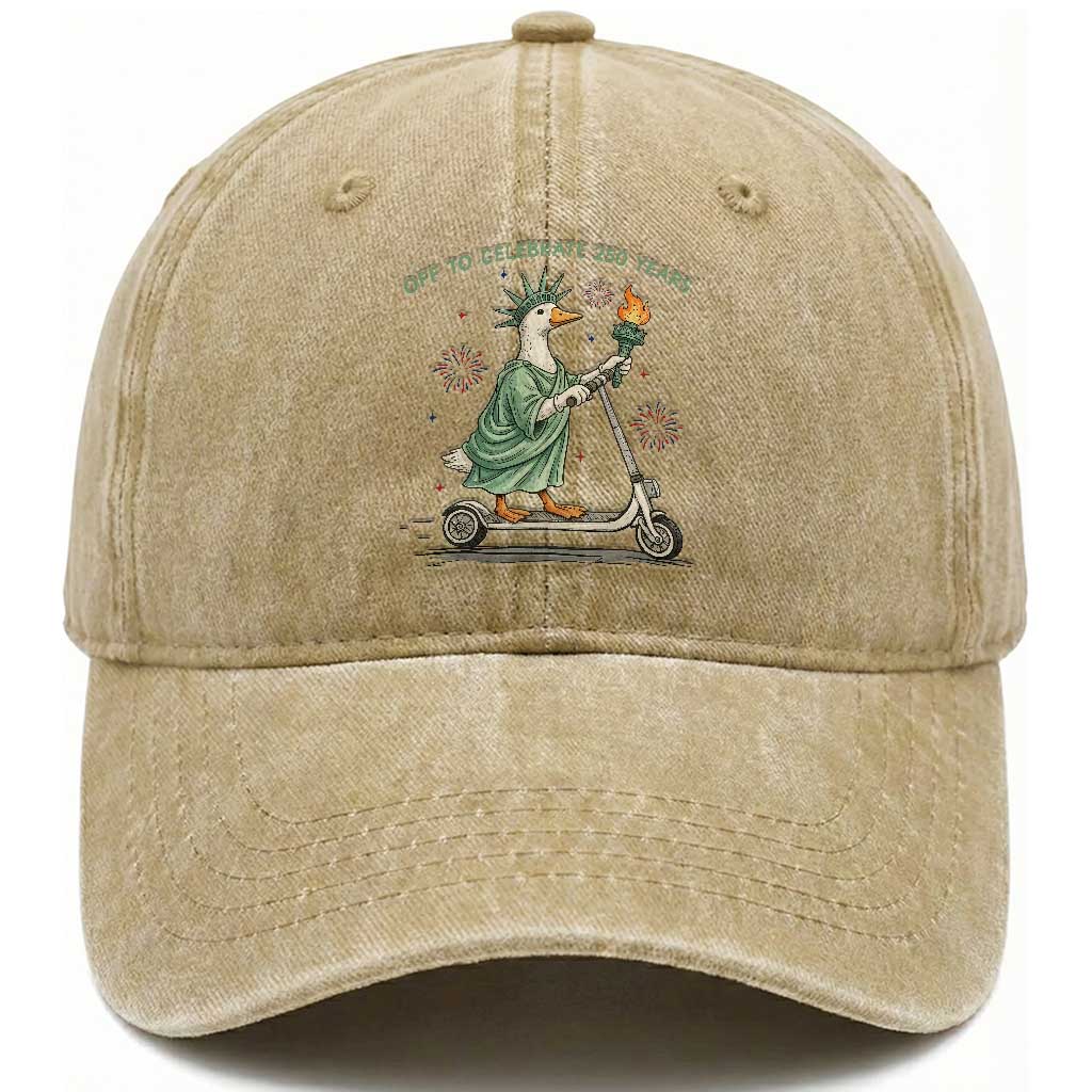 Funny Goose Statue Of Liberty Washed Cotton Baseball Cap Off To Celebrate 250 Year