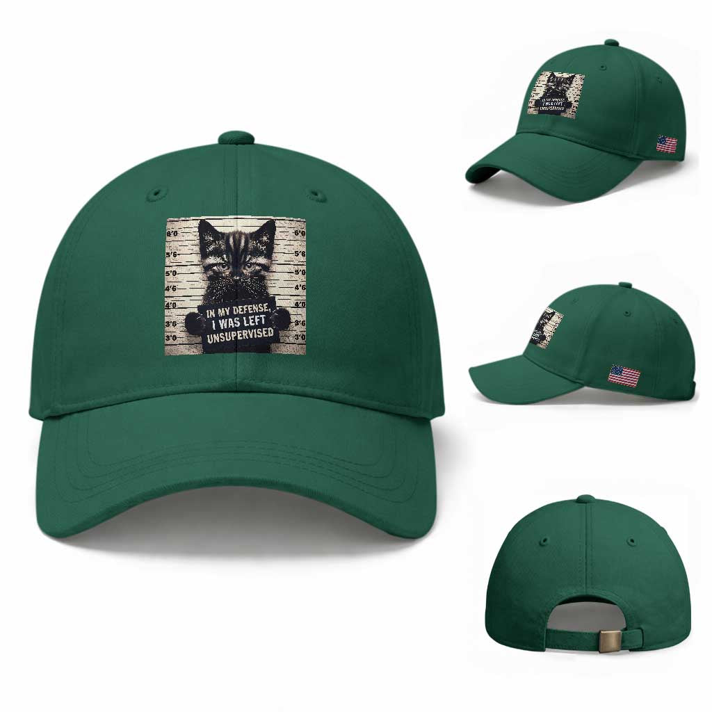 Funny Bad Cat Attitude Baseball Cap In My Defense I Was Left Unsupervised