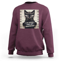 Funny Bad Cat Attitude Sweatshirt In My Defense I Was Left Unsupervised