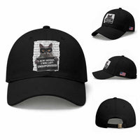 Funny Cat Mugshot Baseball Cap In My Defense I Was Left Unsupervised