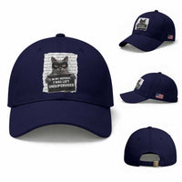 Funny Cat Mugshot Baseball Cap In My Defense I Was Left Unsupervised