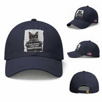 Funny Cat Mugshot Baseball Cap In My Defense I Was Left Unsupervised
