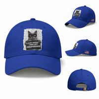Funny Cat Mugshot Baseball Cap In My Defense I Was Left Unsupervised