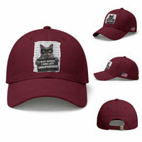 Funny Cat Mugshot Baseball Cap In My Defense I Was Left Unsupervised