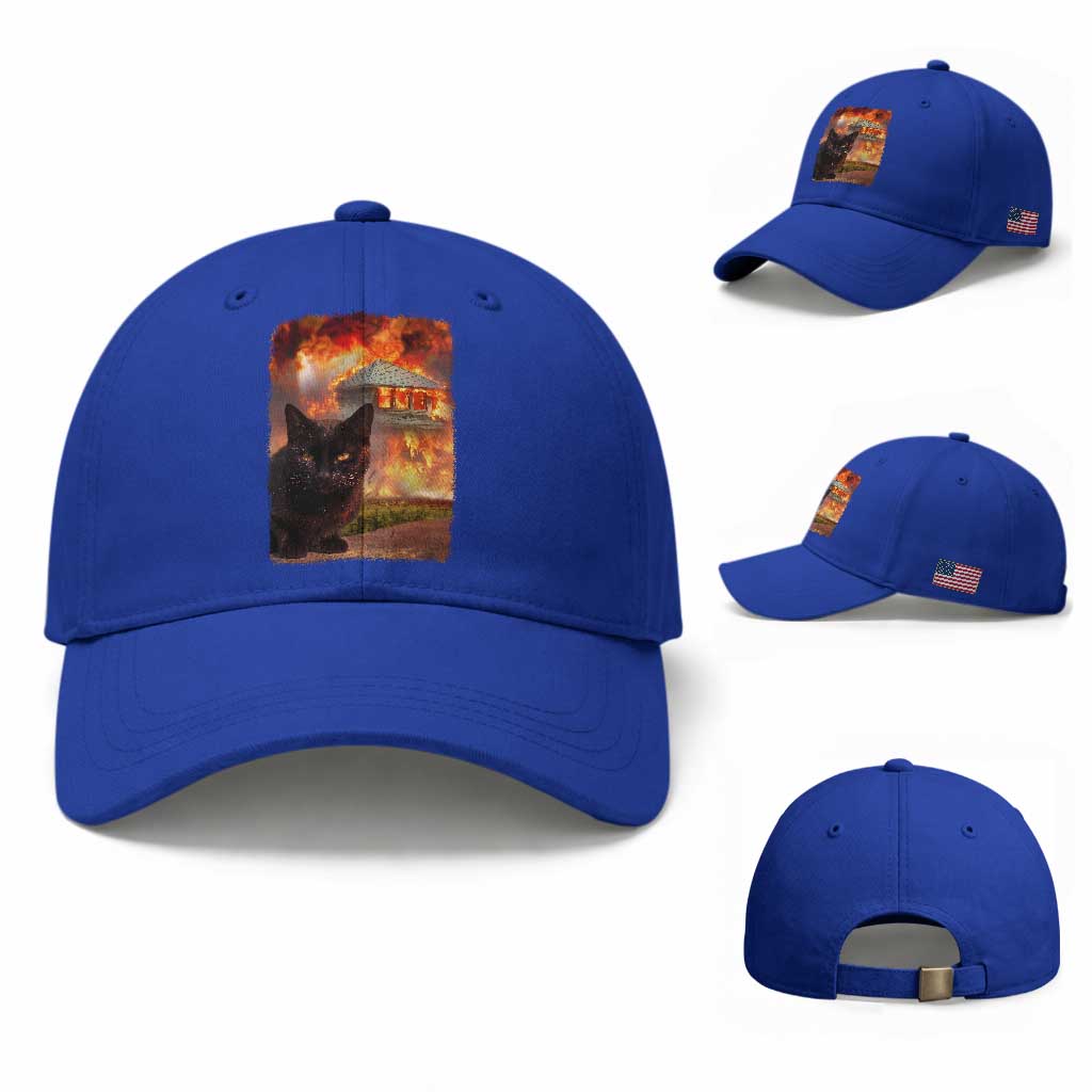 Funny Crazy Cat Selfie Baseball Cap Bad Kitty Chaos Humor Graphic