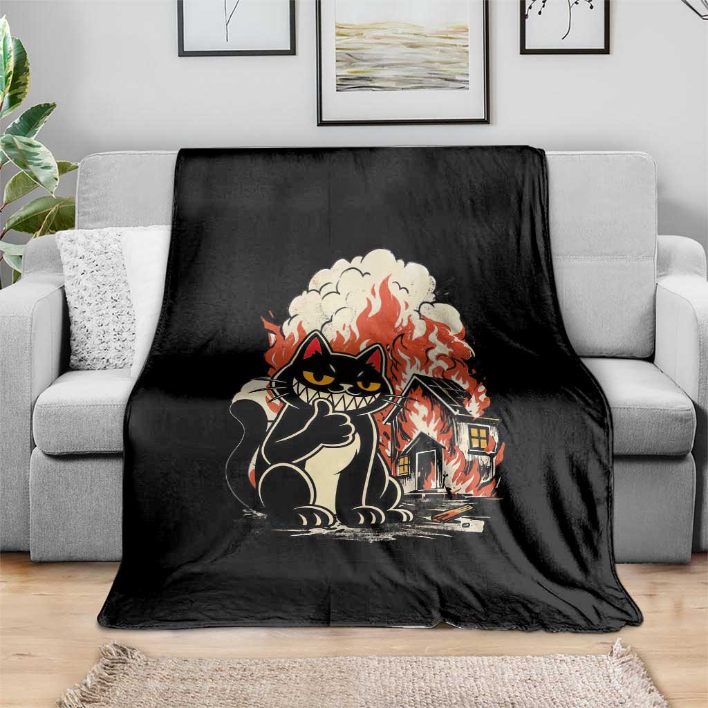 Funny Trouble Maker Cat Throw Blanket Cute Mischief Graphic Gift For Cat Lover