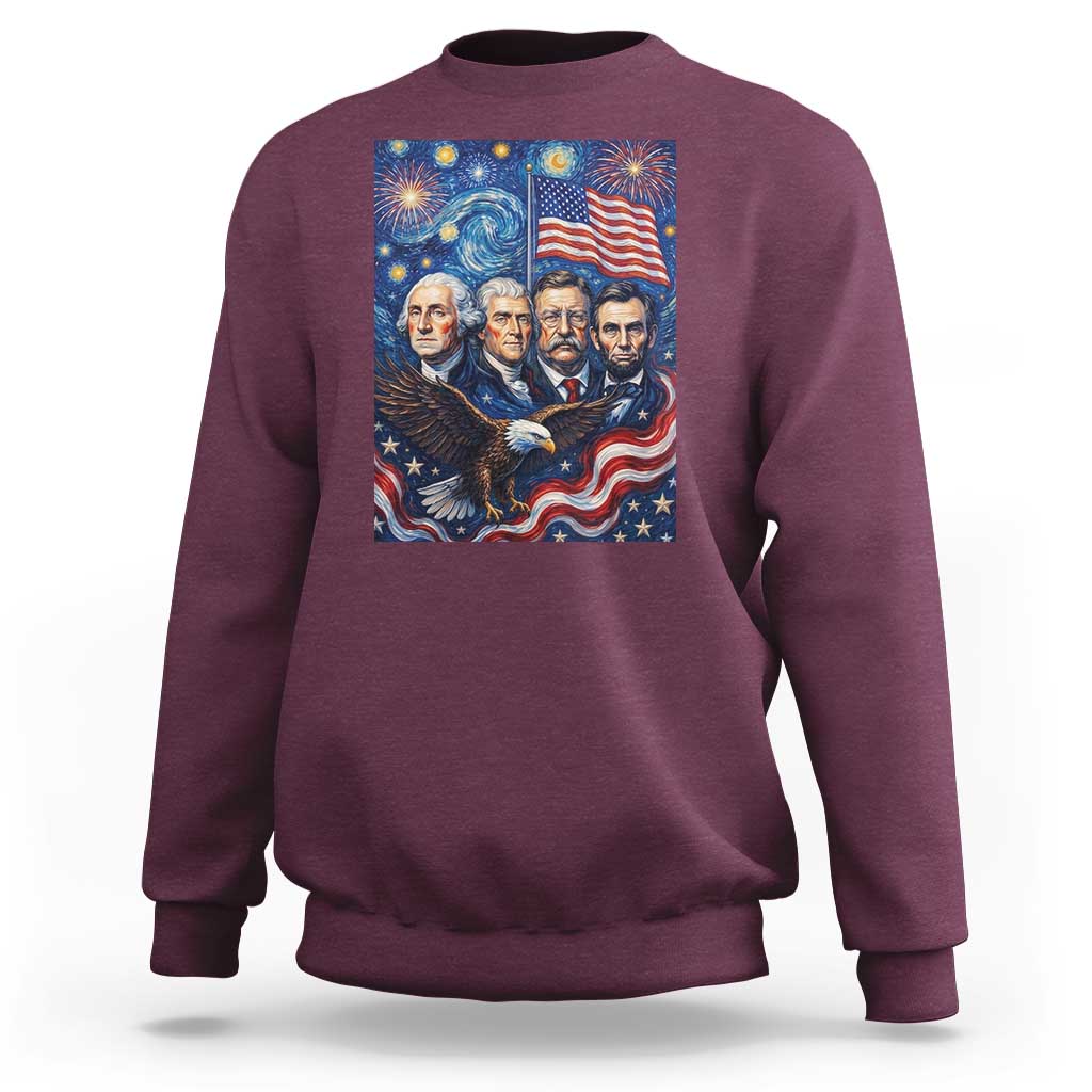USA Presidents Mount Rushmore Sweatshirt Starry Night Inspired Art