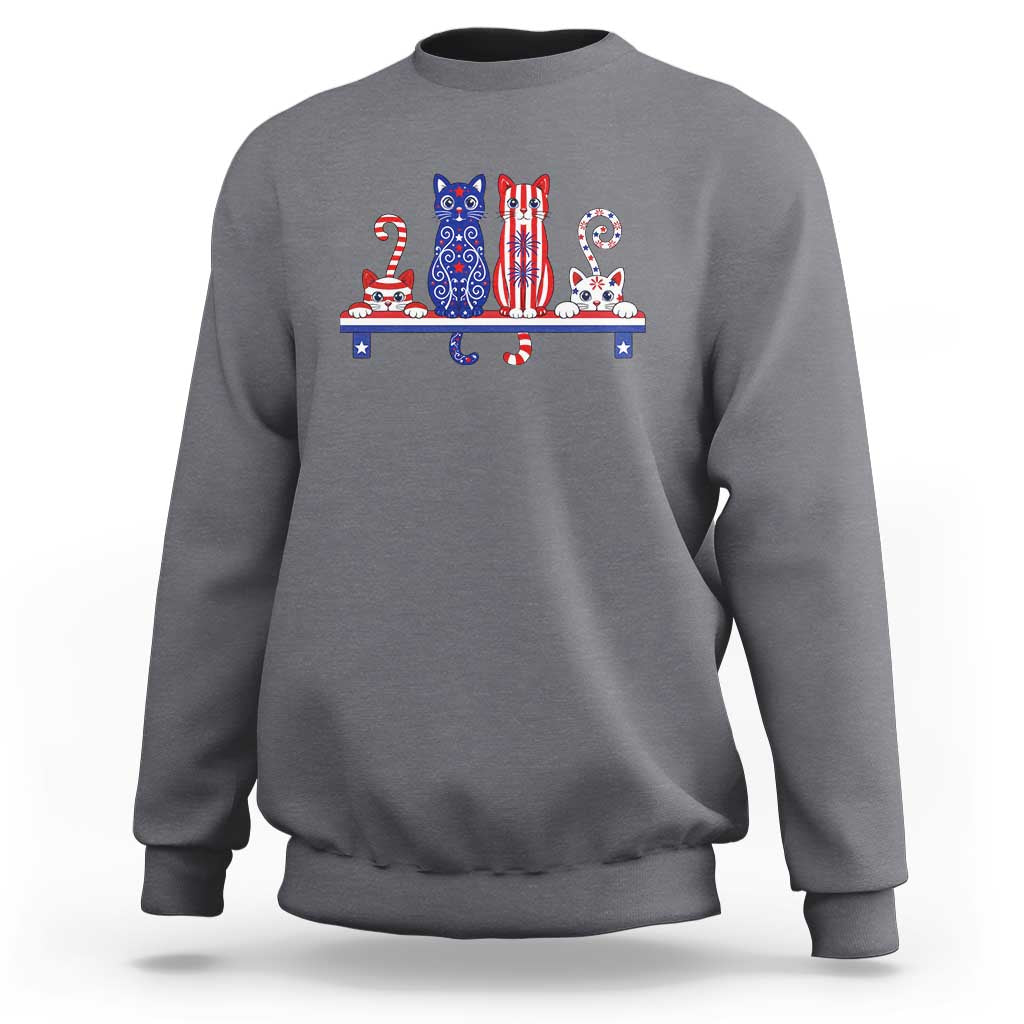 Red White And Blue Cute Cats Sweatshirt Patriotic Pet Lover