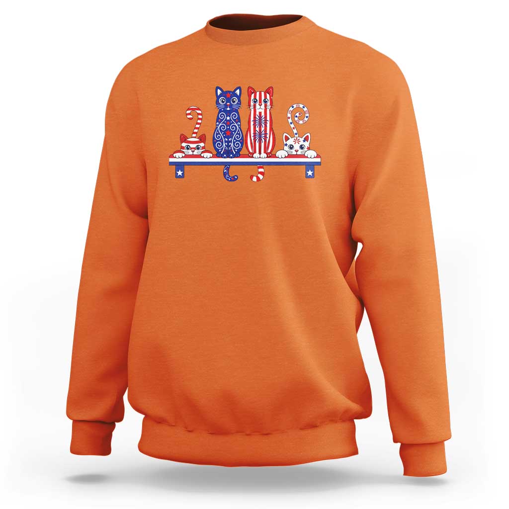 Red White And Blue Cute Cats Sweatshirt Patriotic Pet Lover