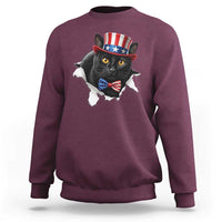 Funny Black Cat With Uncle Sam Hat Sweatshirt Patriotic Pet Lover