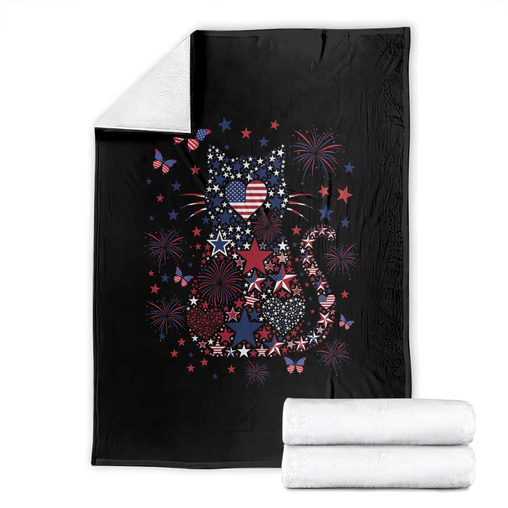Funny Patriotic Cat Lover Throw Blanket 4th Of July Freedom
